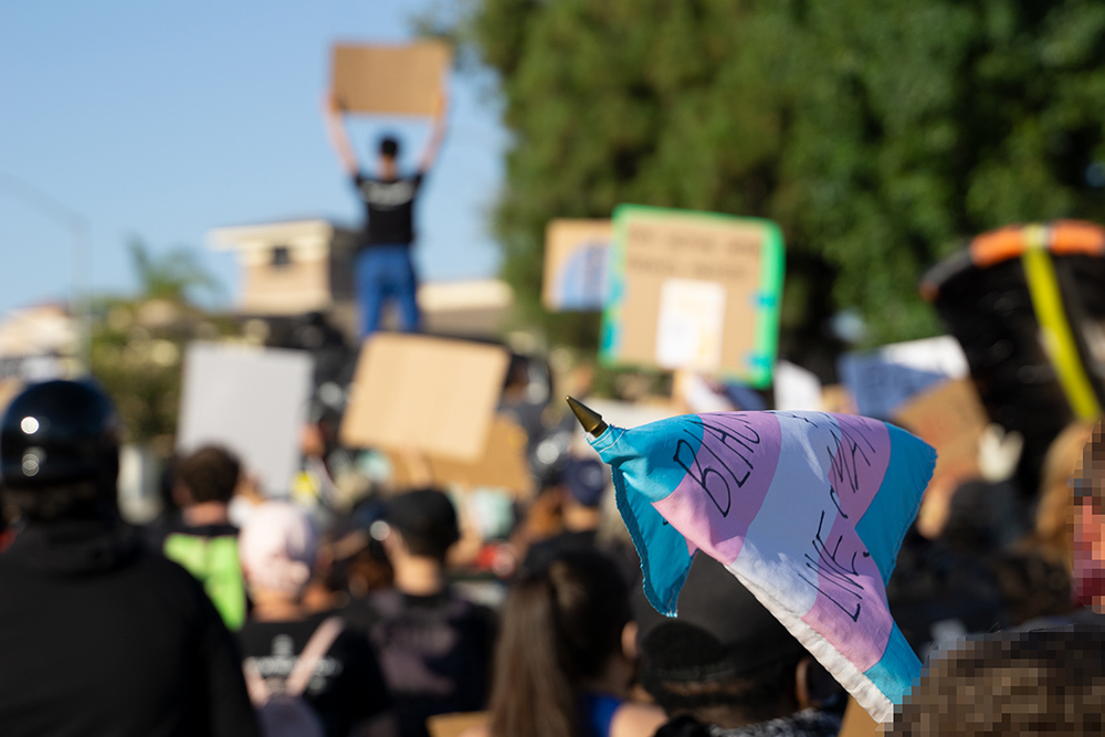 ProtestersProtesters chanted 'Black Trans Lives Matter' in response to McAdams assertion that 'the only good Tr-nny is a dead tr-nny.' Photo by Tom Mann.