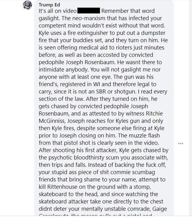 Part one of Edward Badalian's long and unhinged defense of Kenosha murderer Kyle Rittenhouse.