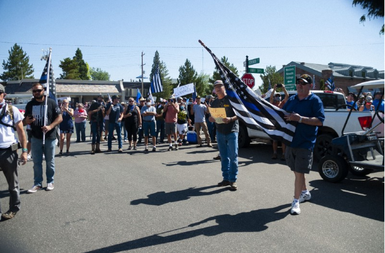 Nearly 1,000 Douglas County locals and militia members protested roughly 20 BLM activists. Photo by JJ Mazzucotelli