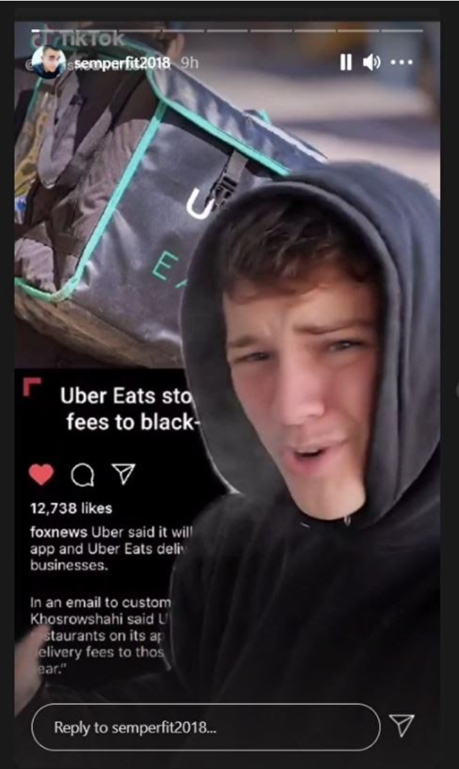 Lebaron reposting white nationalist content from TikTok user 'punishedwurzelroot'