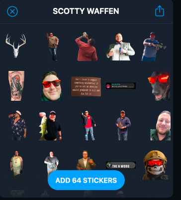 Josh Barham's sticker pack for livestream chatting, consisting of a bunch of low-resolution images of himself.